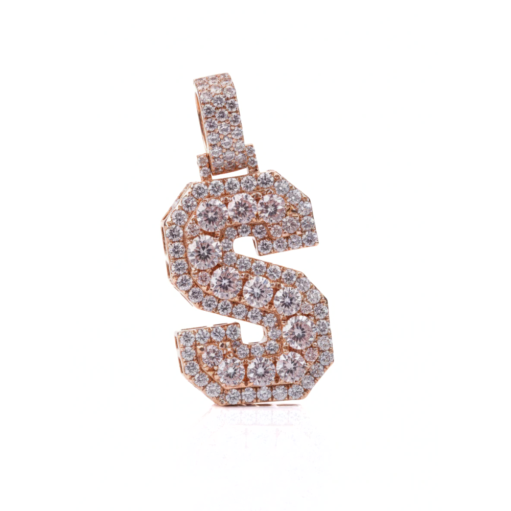 Iced Out Round Cut Diamond Initial Pendant A–Z