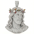 Iced Out Round Cut Jesus Head Pendant