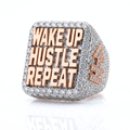 Custom Round Diamond "Wake Up Hustle Repeat" Statement Ring