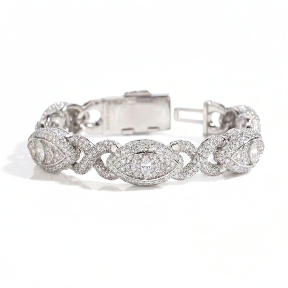 Hip Hop All-Seeing Eye Bracelet – Iced Pavé Diamond Links