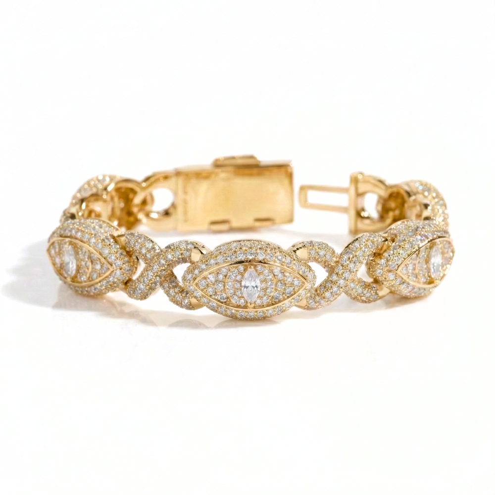 Hip Hop All-Seeing Eye Bracelet – Iced Pavé Diamond Links