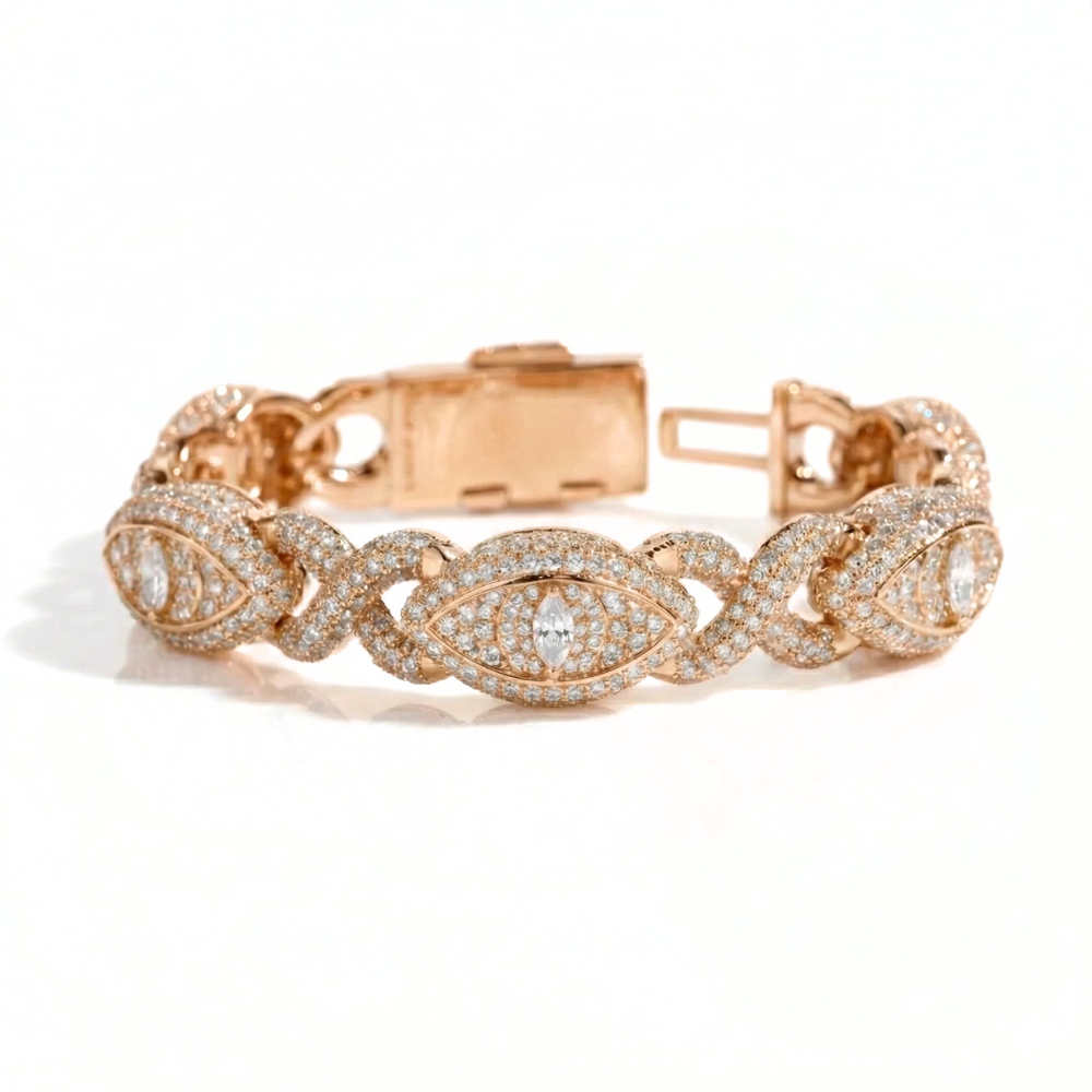 Hip Hop All-Seeing Eye Bracelet – Iced Pavé Diamond Links