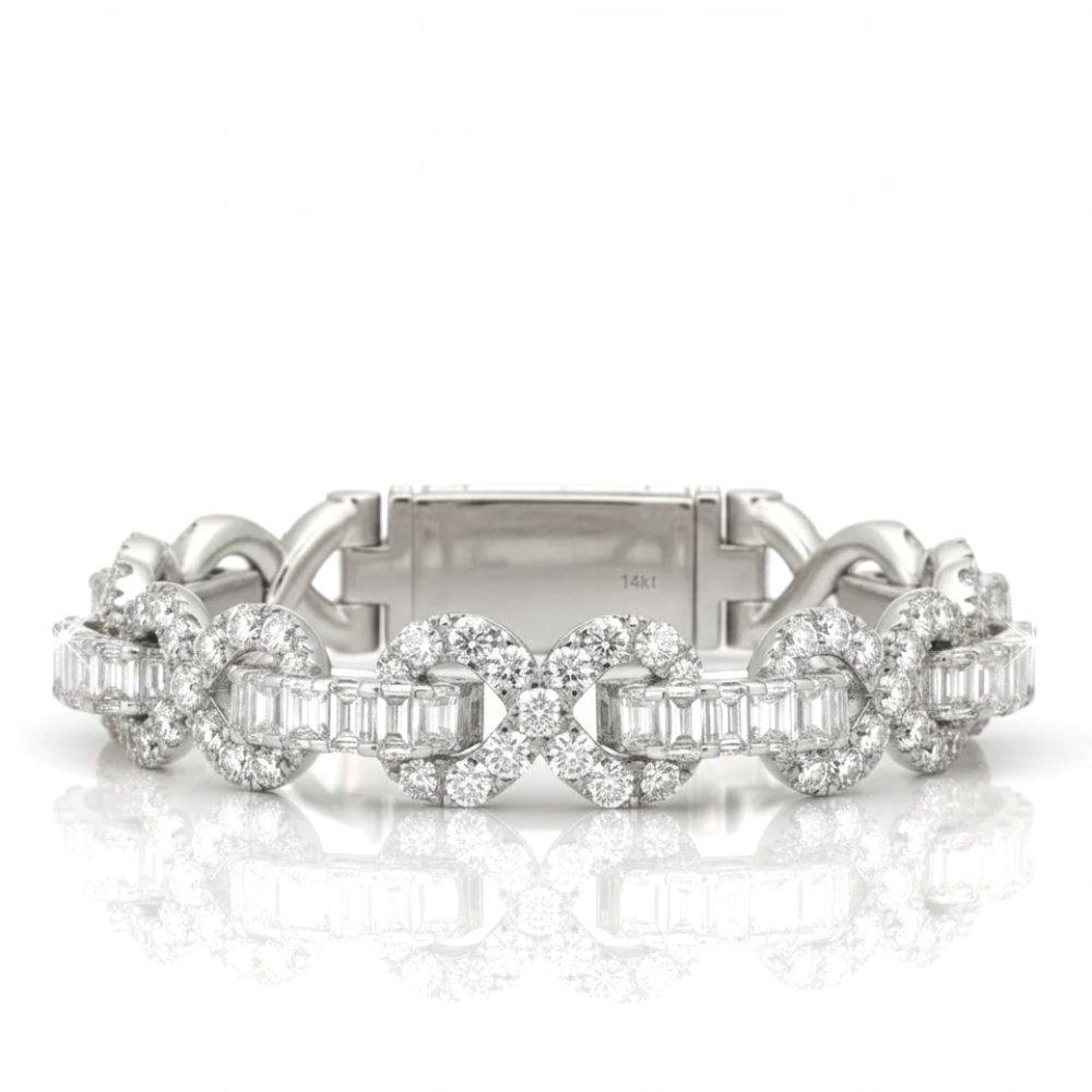 Luxury Infinity Bracelet with Baguette Diamonds | Rapper Jewelry