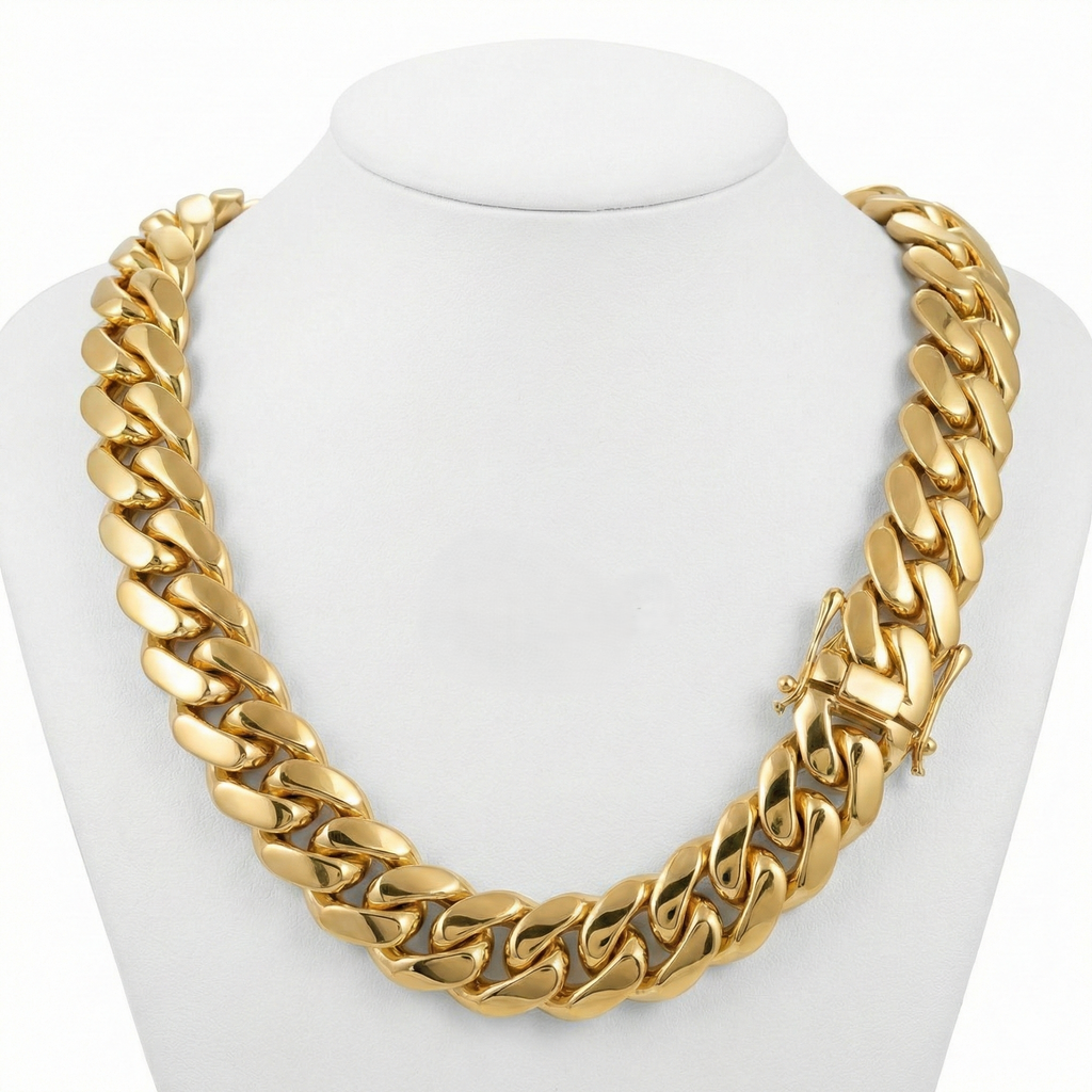 22MM Solid Gold Cuban Link Chain – Heavyweight