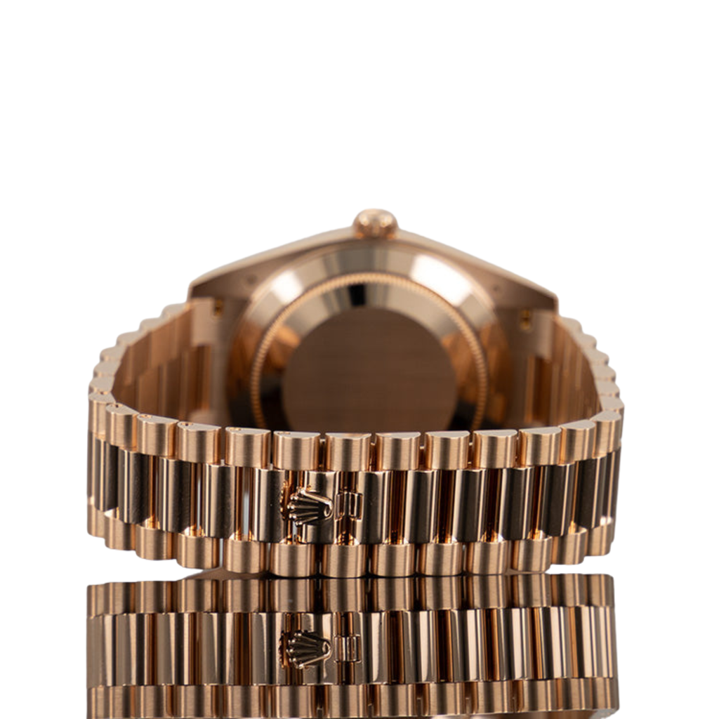 Rolex Day-Date 40 Rose Gold Chocolate Baguette Dial