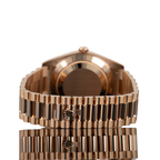 Rolex Day-Date 40 Rose Gold Chocolate Baguette Dial