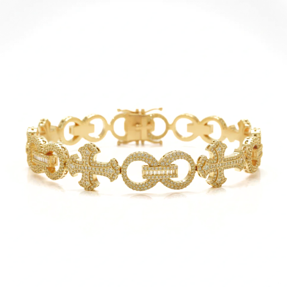 Iced Out Gothic Link Bracelet – Natural Diamond Hip Hop Jewelry