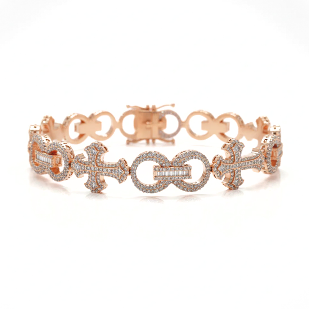 Iced Out Gothic Link Bracelet – Natural Diamond Hip Hop Jewelry