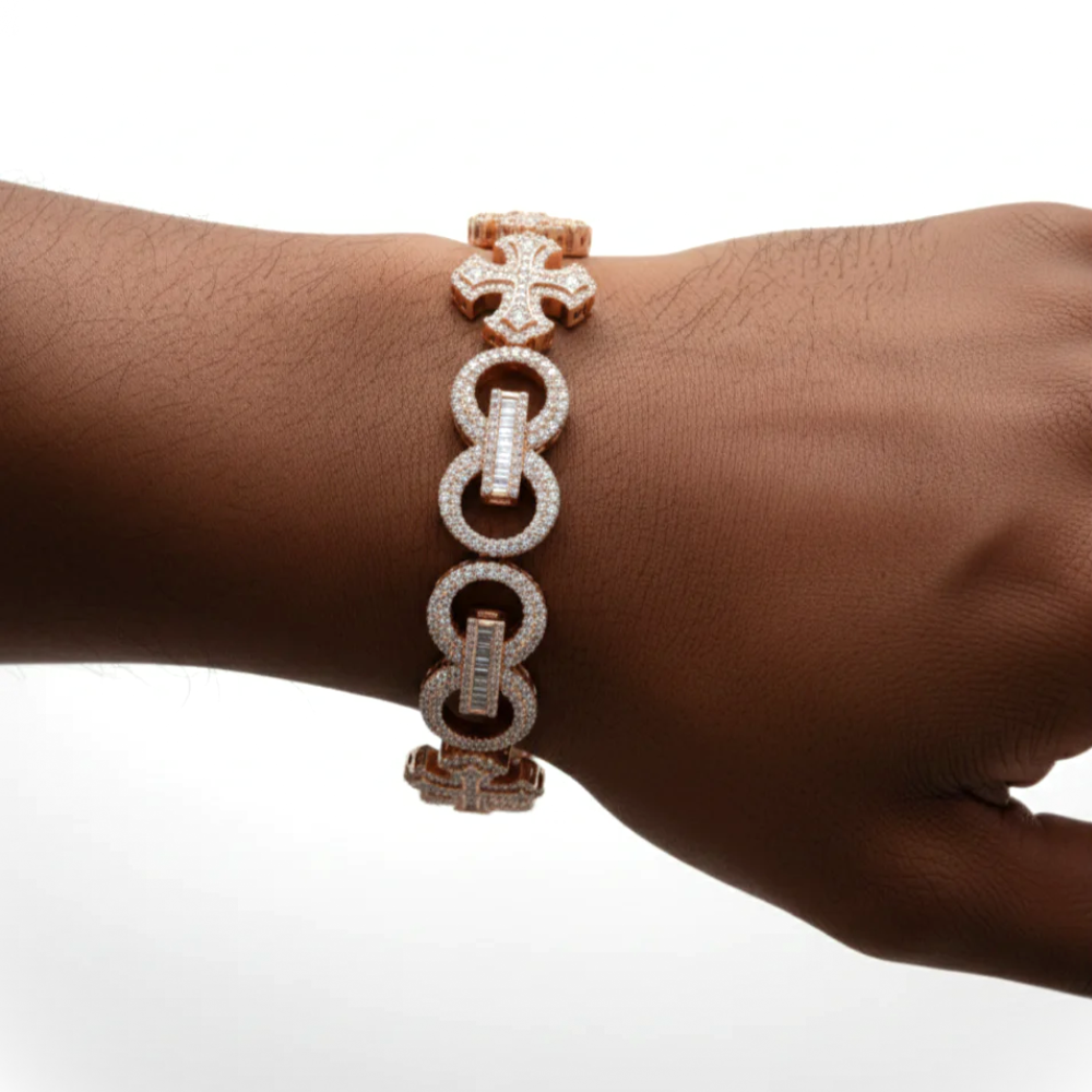Iced Out Gothic Link Bracelet – Natural Diamond Hip Hop Jewelry