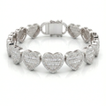 Luxury Heart-Link Diamond Bracelet – Hip Hop Iced Out Flex