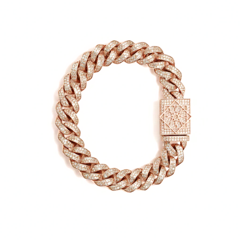 Miami Cuban Link Diamond Bracelet Yellow Gold Fully Iced