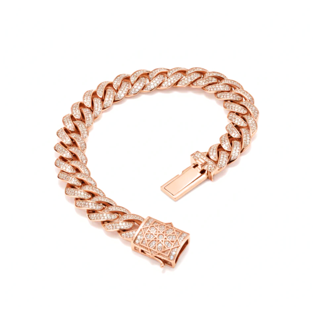 Miami Cuban Link Diamond Bracelet Yellow Gold Fully Iced