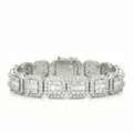12mm Baguette Cluster Diamond Link Bracelet Real Gold Iced Out