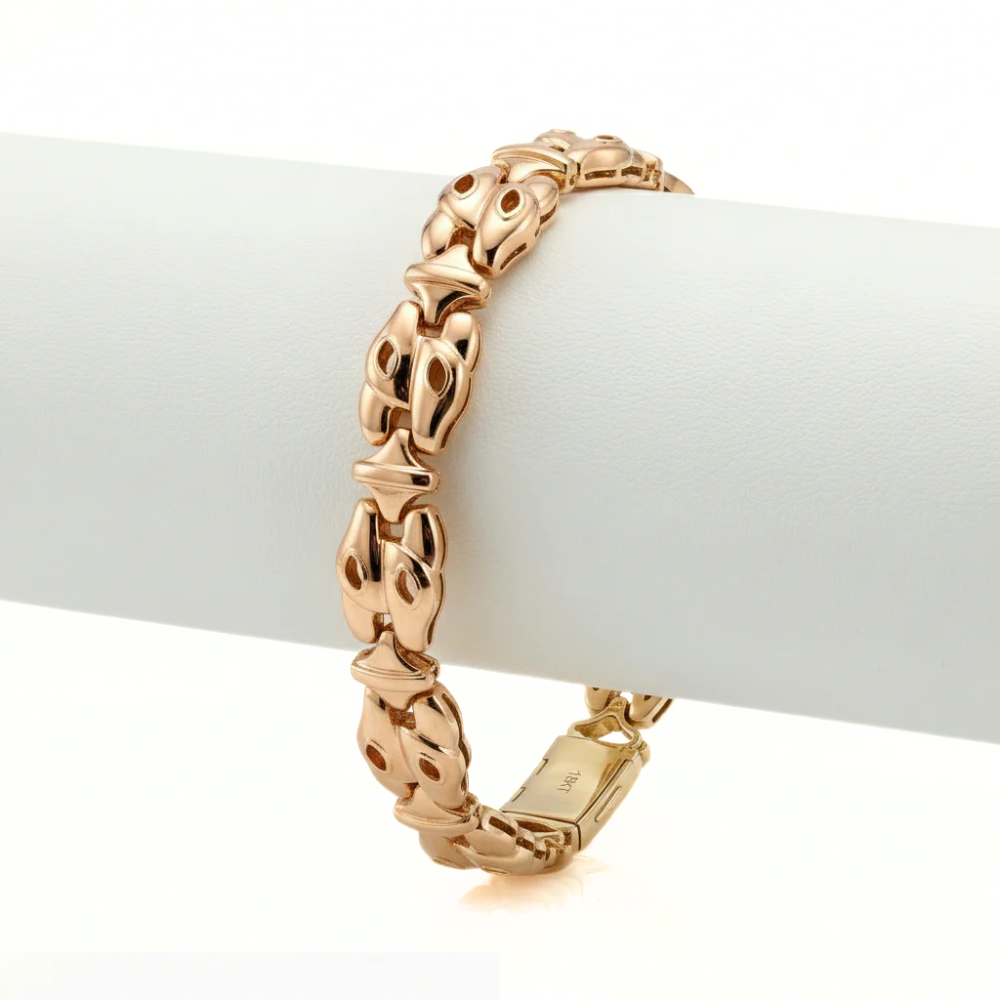 Hip Hop Rococo Link Bracelet in Solid Gold