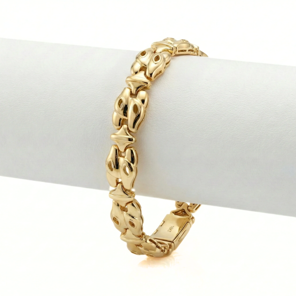 Hip Hop Rococo Link Bracelet in Solid Gold