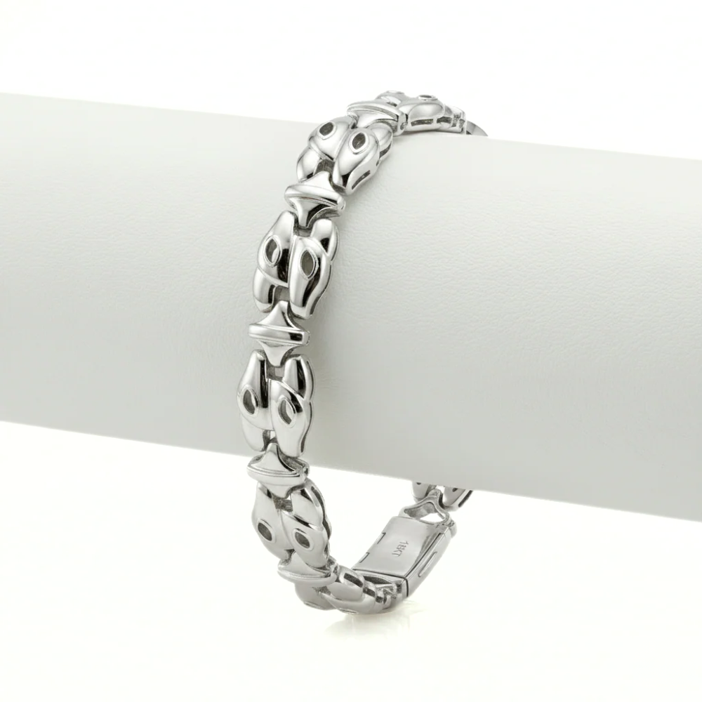 Hip Hop Rococo Link Bracelet in Solid Gold