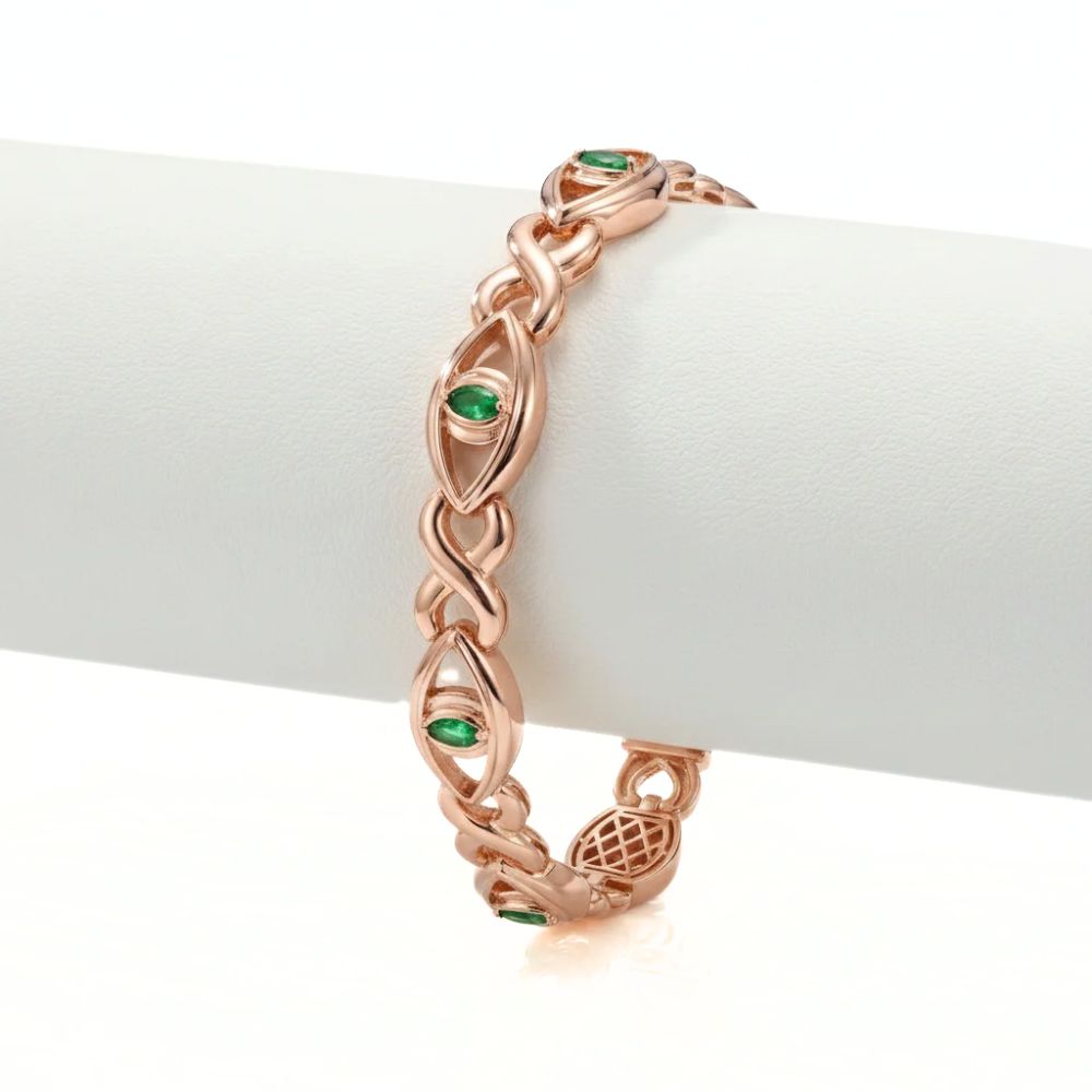 Iced Out Marquise Cut Evil Eye Gold Bracelet