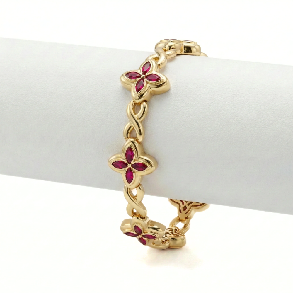 Marquise Cut Diamond Infinity Link Bracelet in Solid Gold