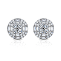 Iced Out Round & Baguette Diamond Stud Earrings