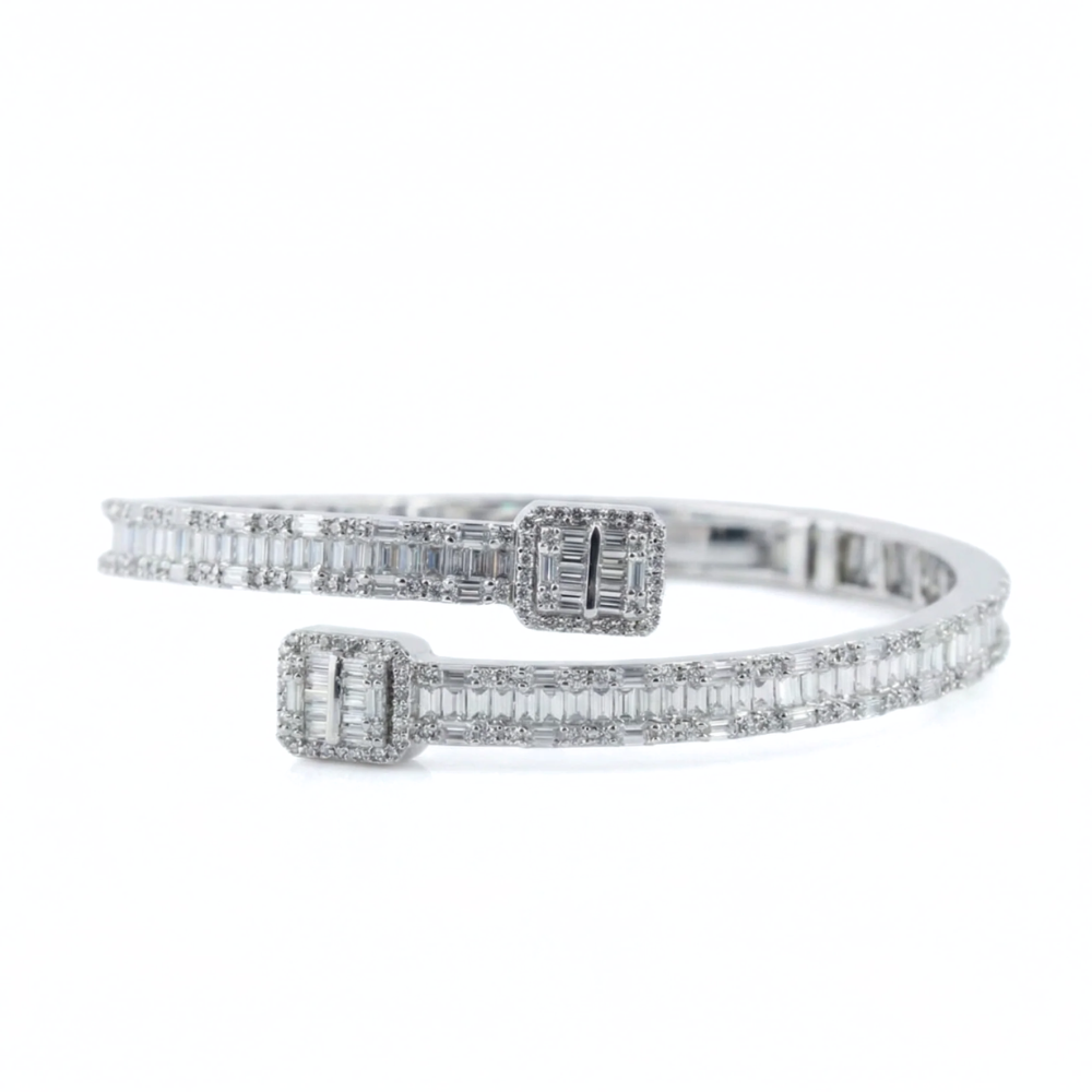 Baguette Crosswer bangle Iced Out Bangle