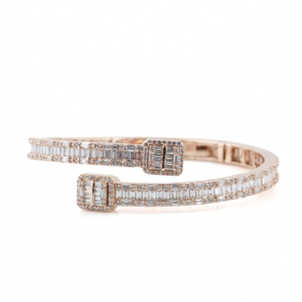 Baguette Crosswer bangle Iced Out Bangle