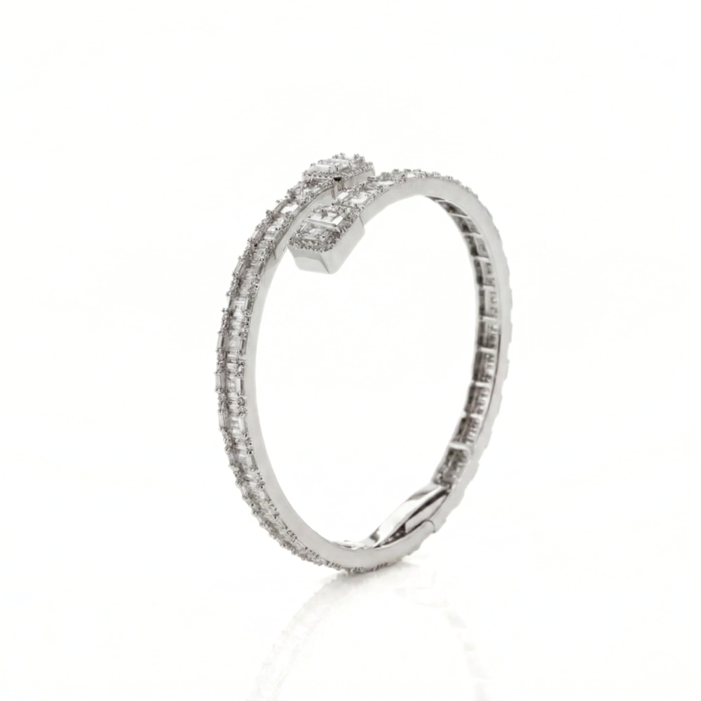 Baguette Crosswer bangle Iced Out Bangle