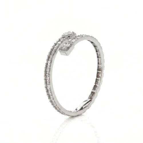 Baguette Crosswer bangle Iced Out Bangle