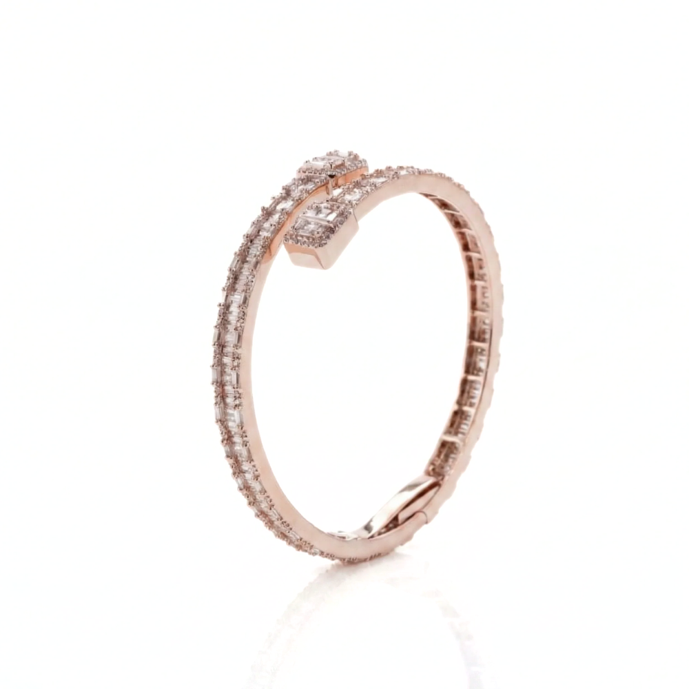 Baguette Crosswer bangle Iced Out Bangle