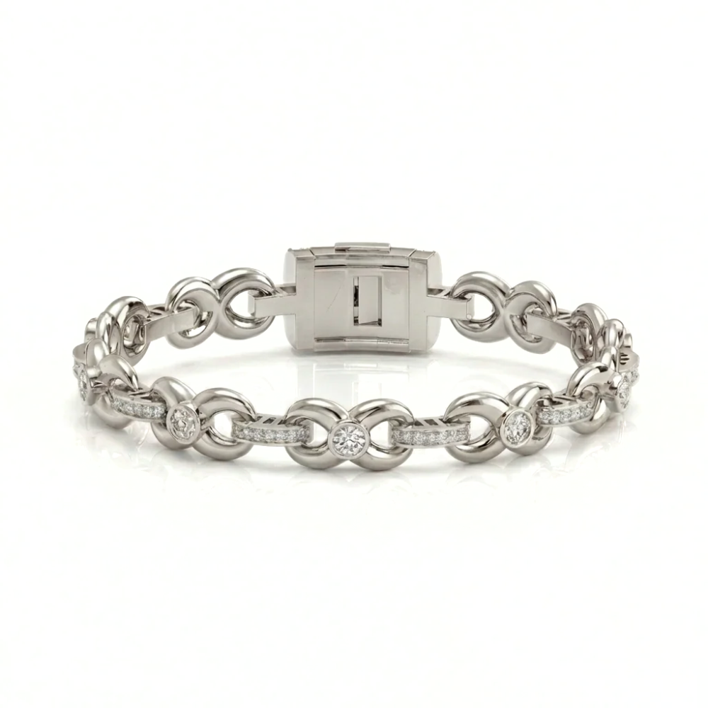 Infinity Link Iced Out Round Diamond Bracelet