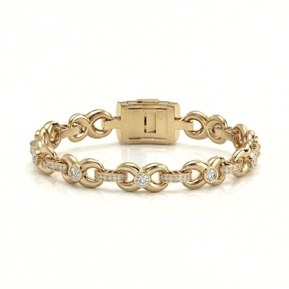 Infinity Link Iced Out Round Diamond Bracelet