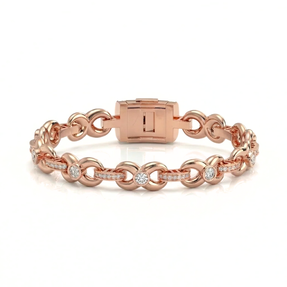Infinity Link Iced Out Round Diamond Bracelet