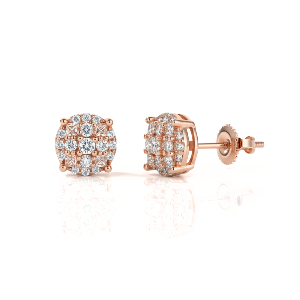 Multicut Circle Stud – Princess & Round Cut Ice