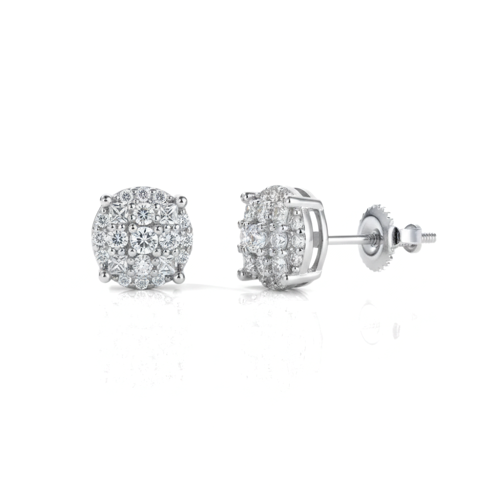 Multicut Circle Stud – Princess & Round Cut Ice