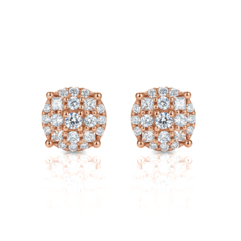 Multicut Circle Stud – Princess & Round Cut Ice