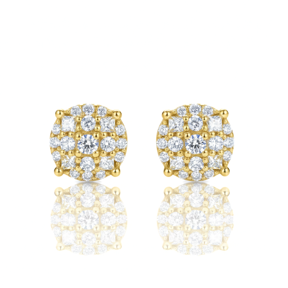 Multicut Circle Stud – Princess & Round Cut Ice