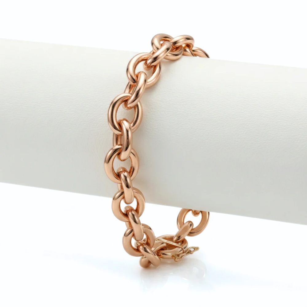 Solid 18K Gold Oval Cable Link Bracelet