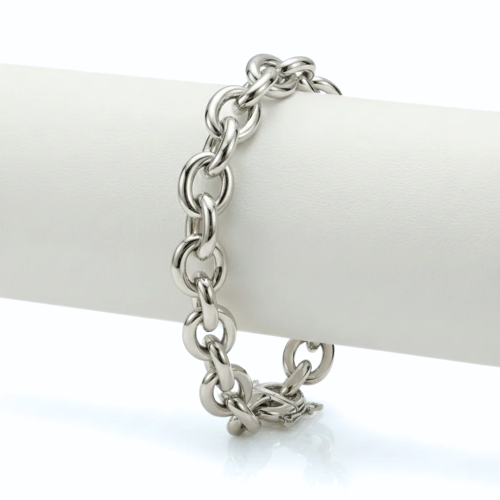 Solid 18K Gold Oval Cable Link Bracelet