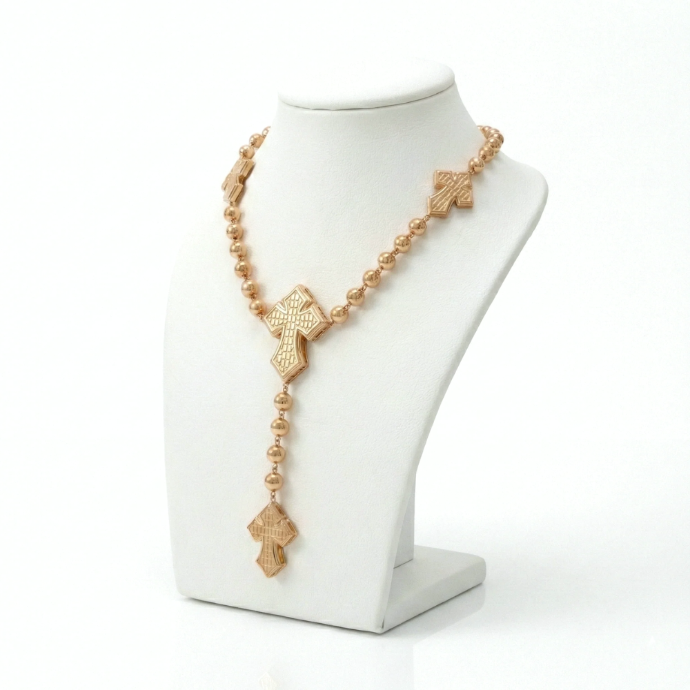 Luxury Streetwear Rosary Chain in Solid Gold