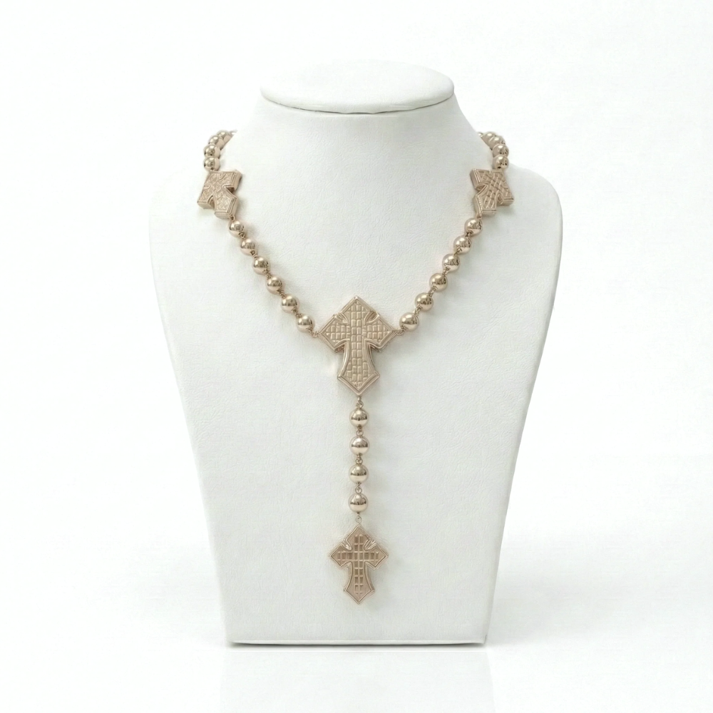 Luxury Streetwear Rosary Chain in Solid Gold