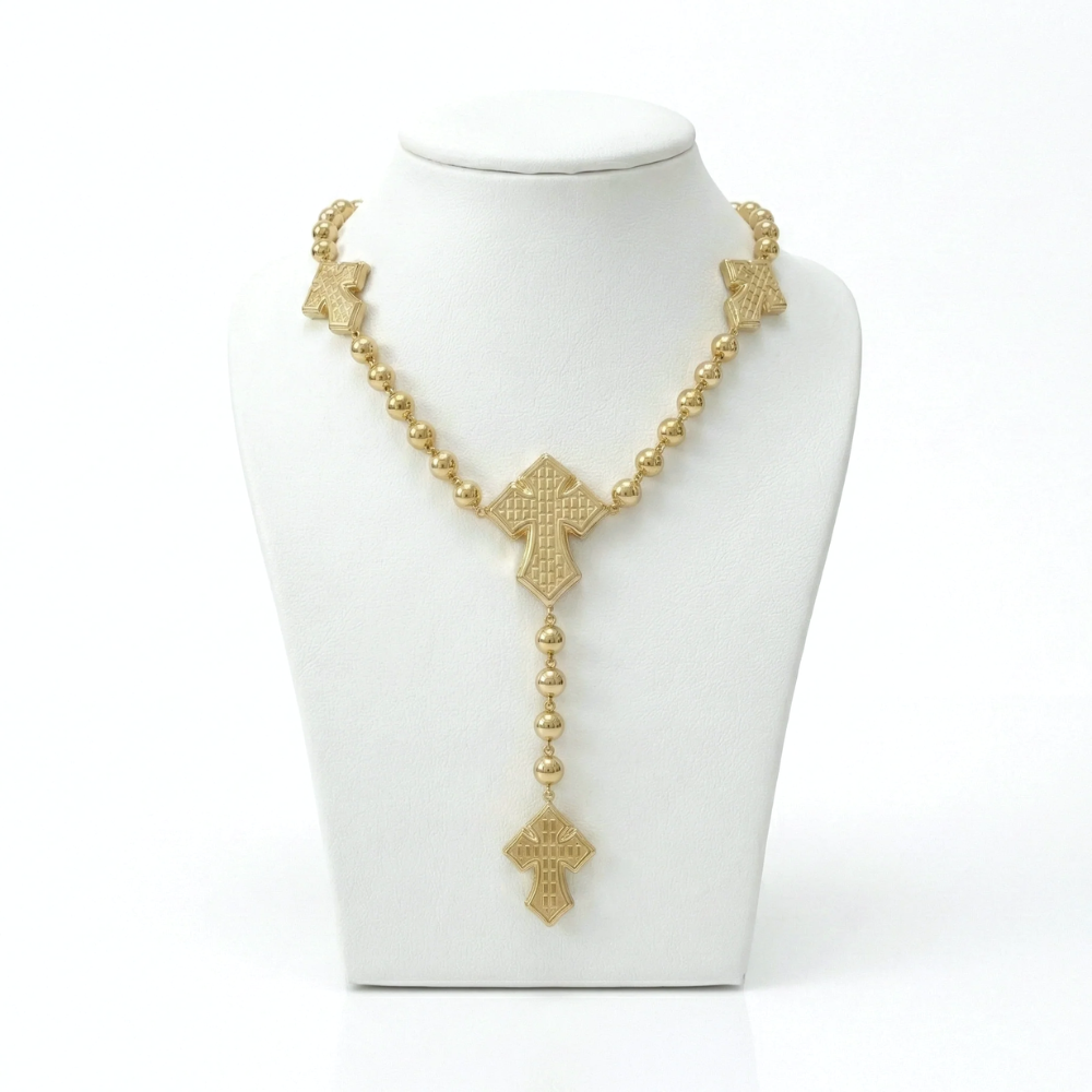 Luxury Streetwear Rosary Chain in Solid Gold