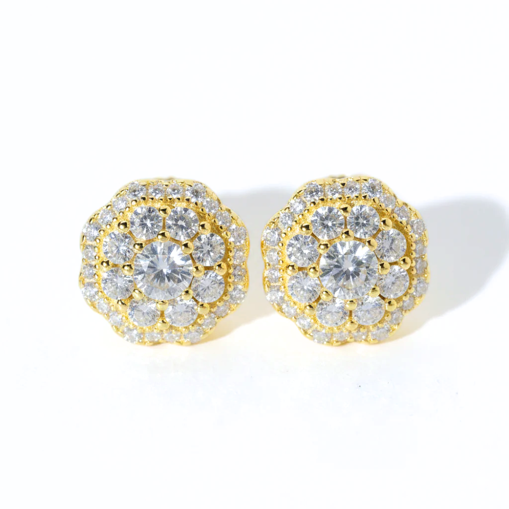 Octagon Ball Stud – Solid Gold Round Diamonds