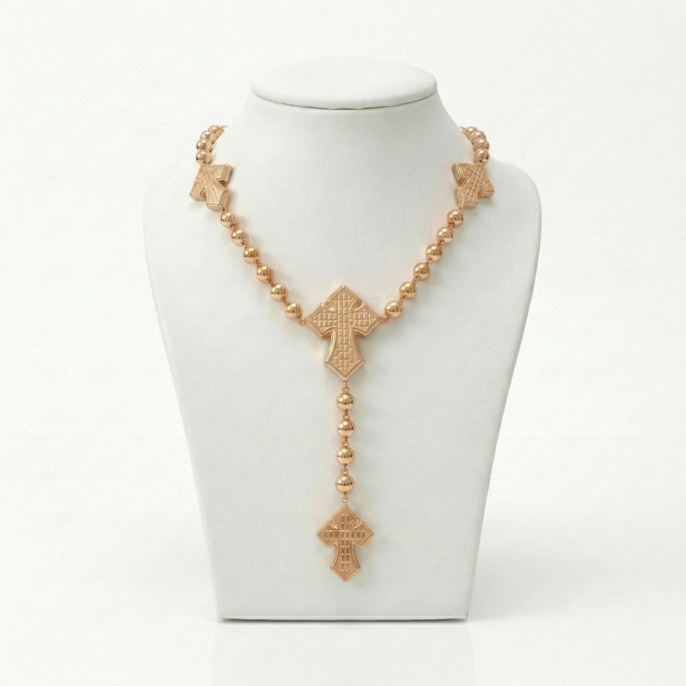 Luxury Streetwear Rosary Chain in Solid Gold