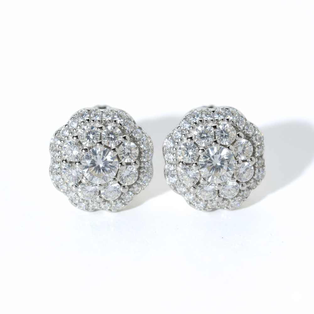 Octagon Ball Stud – Solid Gold Round Diamonds