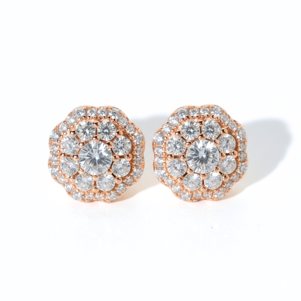 Octagon Ball Stud – Solid Gold Round Diamonds