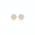 Iced Out Round Cut Diamond Cluster Stud Earrings
