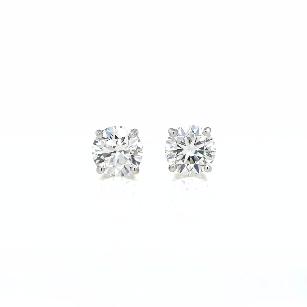 Large Round Diamond Solitaire Studs Hip Hop Style