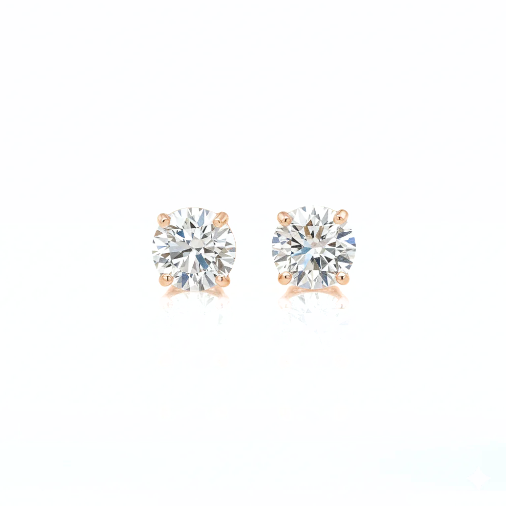 Large Round Diamond Solitaire Studs Hip Hop Style