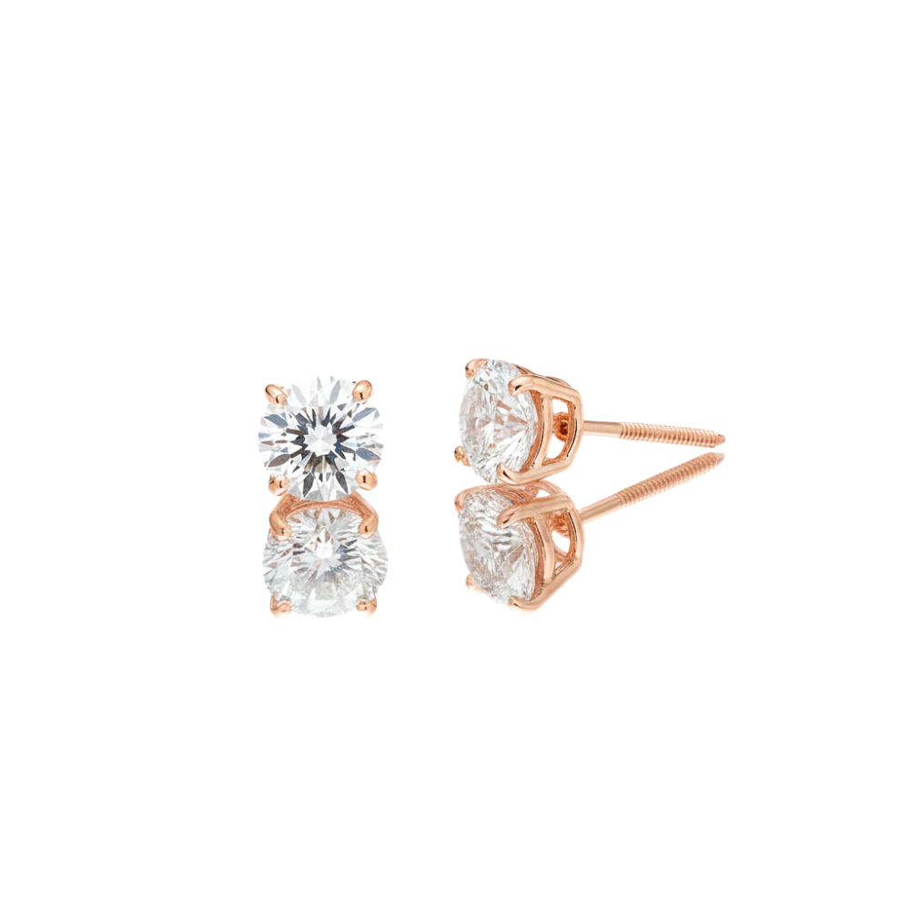 Large Round Diamond Solitaire Studs Hip Hop Style