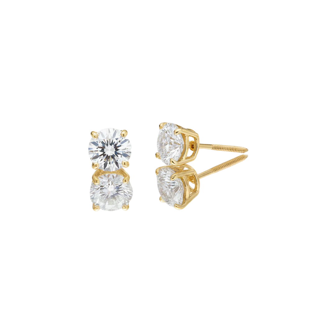 Large Round Diamond Solitaire Studs Hip Hop Style