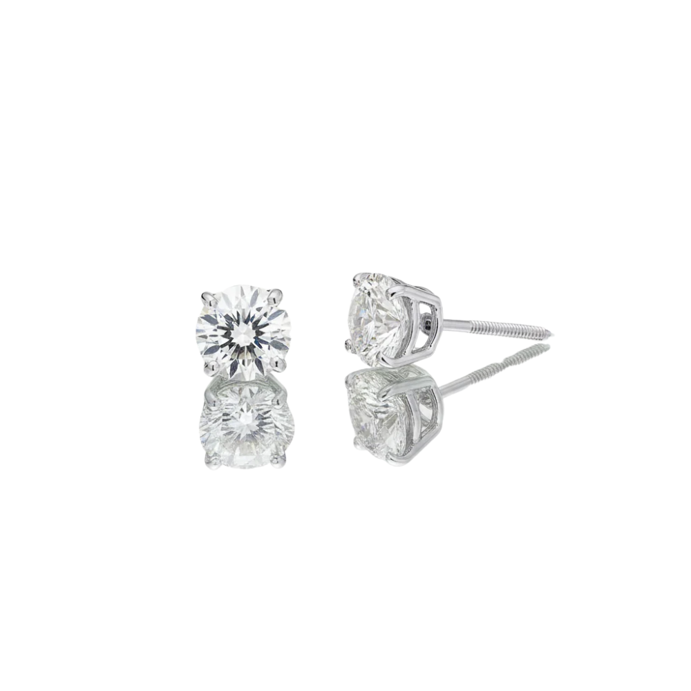Large Round Diamond Solitaire Studs Hip Hop Style